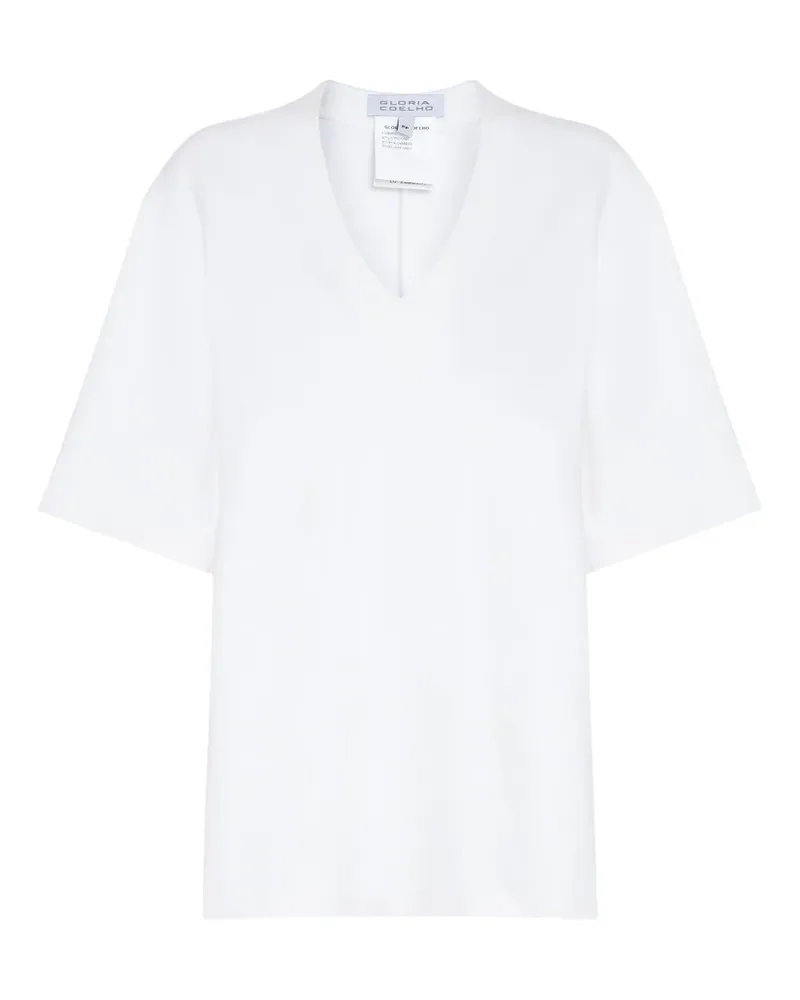 Gloria Coelho T-Shirt mit V-Ausschnitt - Weiß Weiß