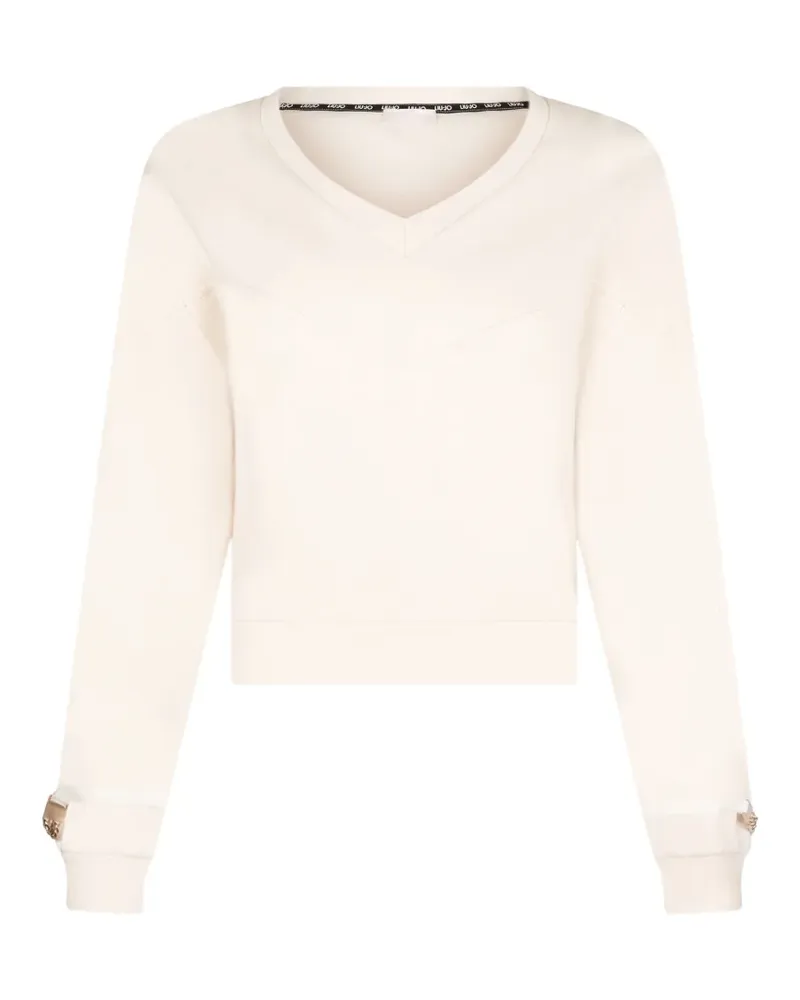 Liu Jo V-neck chain-detail sweatshirt - Nude Nude