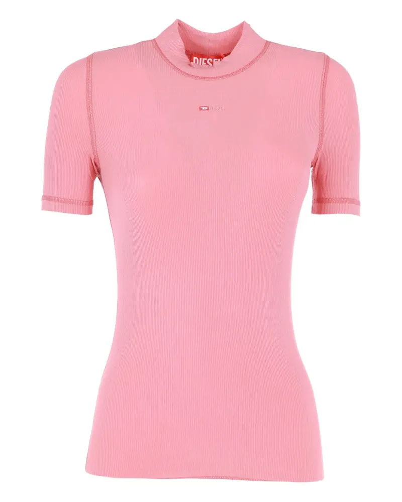 Diesel Geripptes T-Mokky-Microdiv T-Shirt - Rosa Rosa