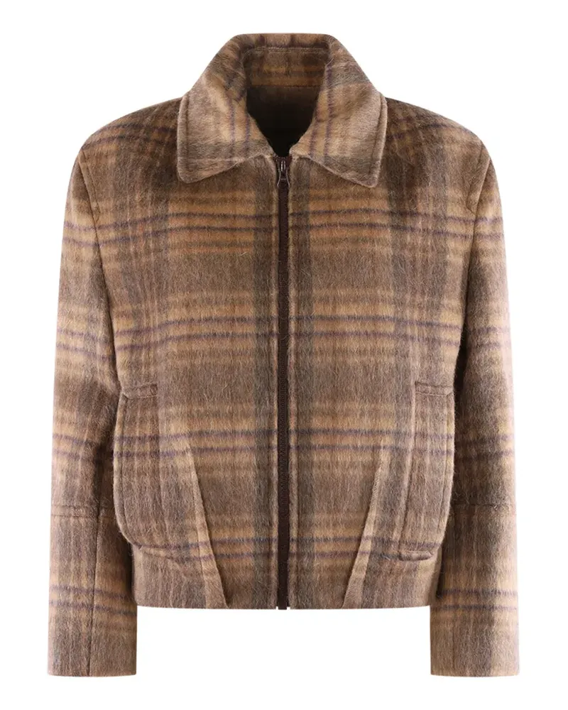 CRUNA check-pattern zip-up bomber jacket - Braun Braun