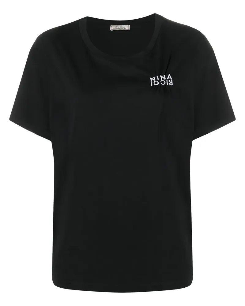Nina Ricci T-Shirt mit aufgesticktem Logo - Schwarz Schwarz