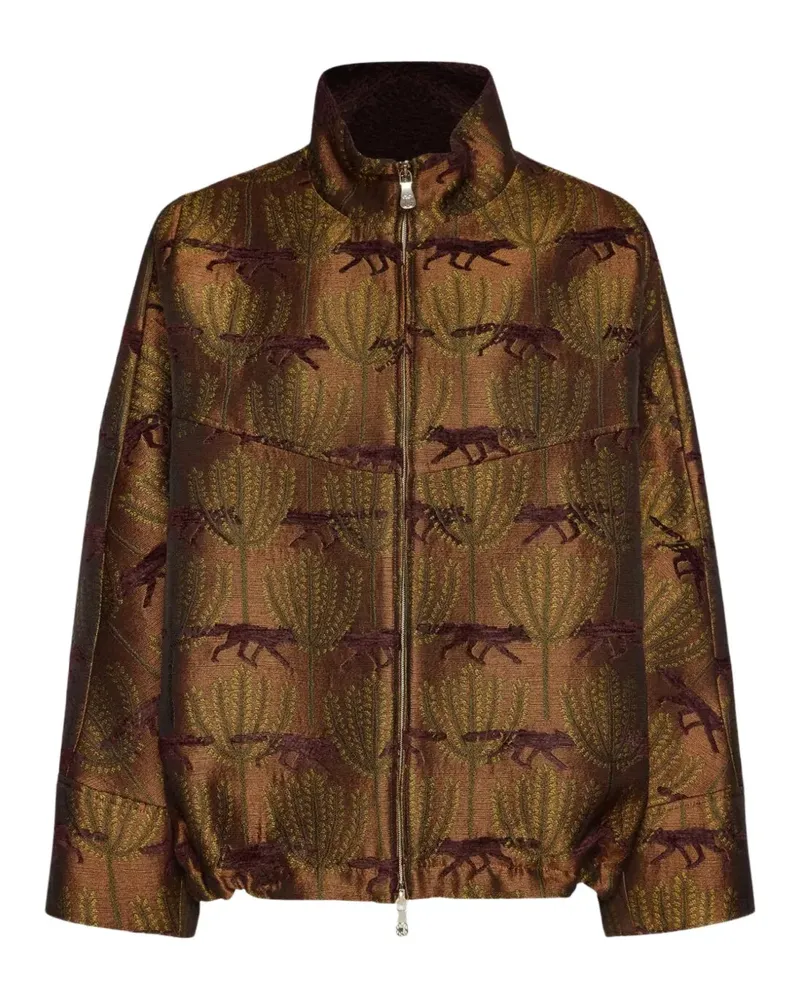Elena Mirò jacquard-woven zip-up jacket - Braun Braun