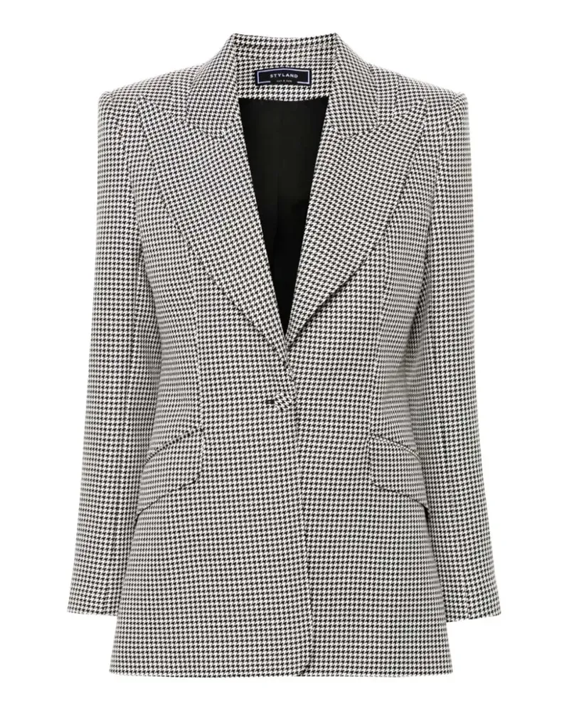 STYLAND Signature houndstooth blazer - Schwarz Schwarz