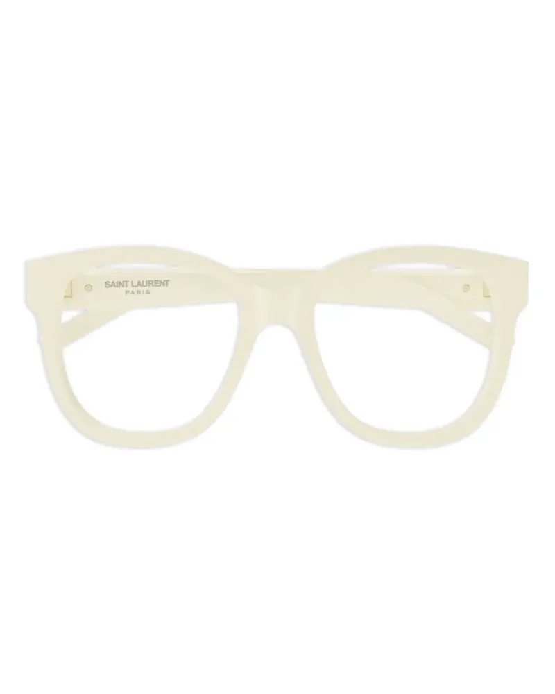Saint Laurent Brille mit Logo-Schild - Weiß Weiß