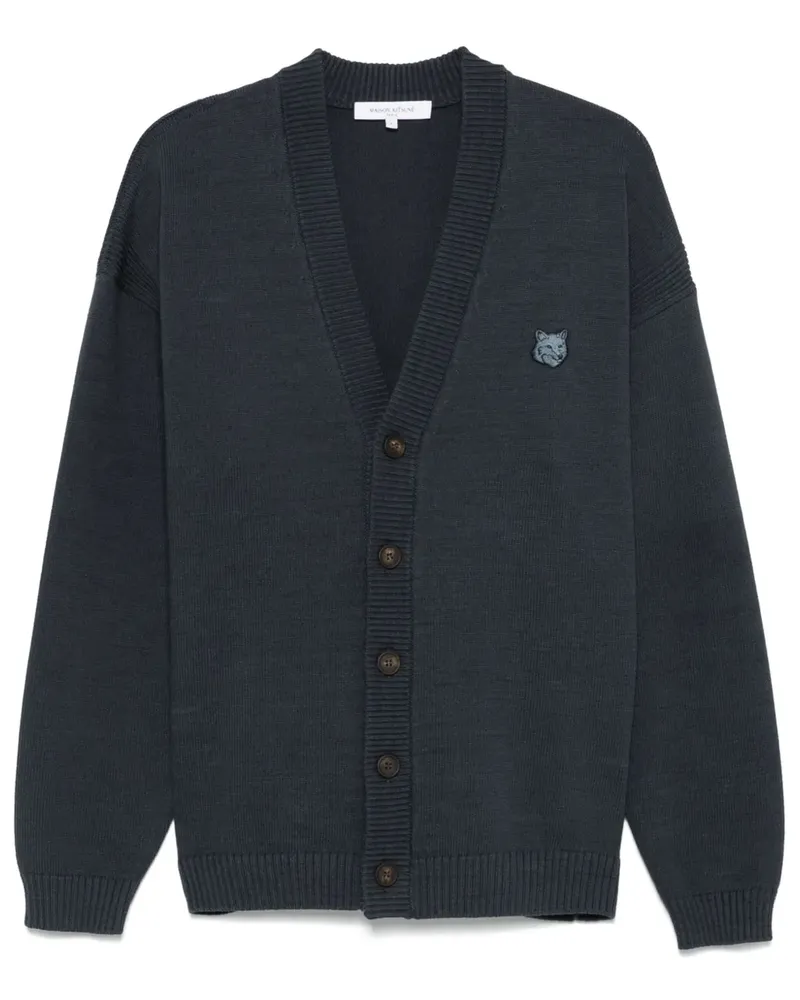 Kitsuné Cardigan mit Bold Fox Head-Patch - Blau Blau