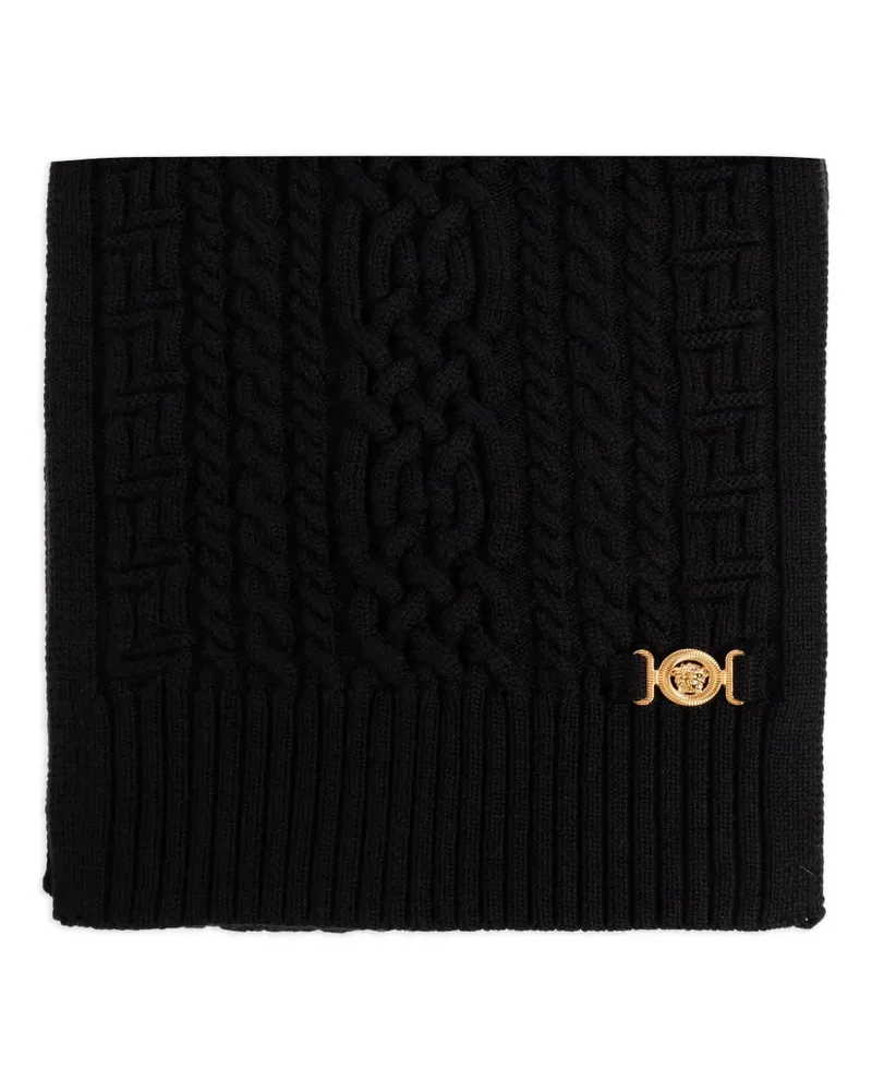 Versace Schal mit Zopfmuster - Schwarz Schwarz