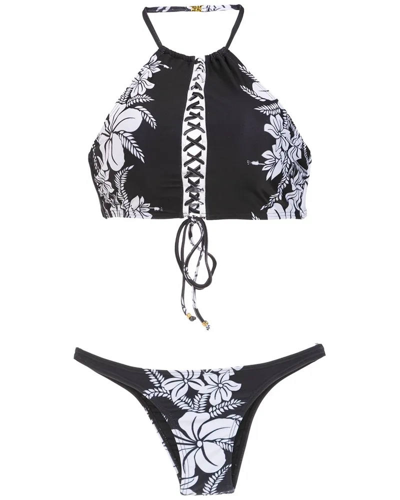 Amir Slama Bikini mit Print - Schwarz Schwarz