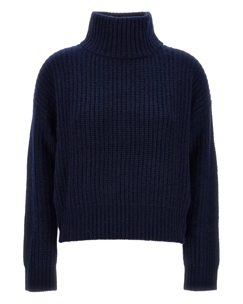 Lisa Yang Gerippter Pullover mit Stehkragen - Blau Blau