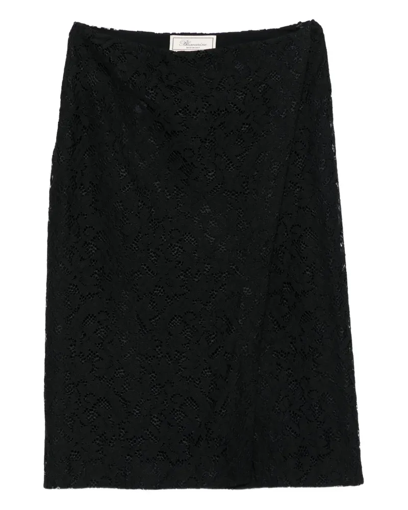 Blumarine Midirock mit Spitzenblumen - Schwarz Schwarz