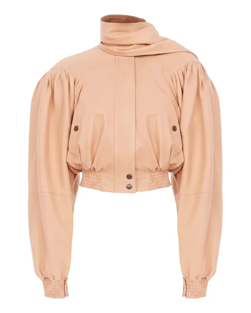 Chloé Cropped-Lederjacke mit Schaldetail - Nude Nude