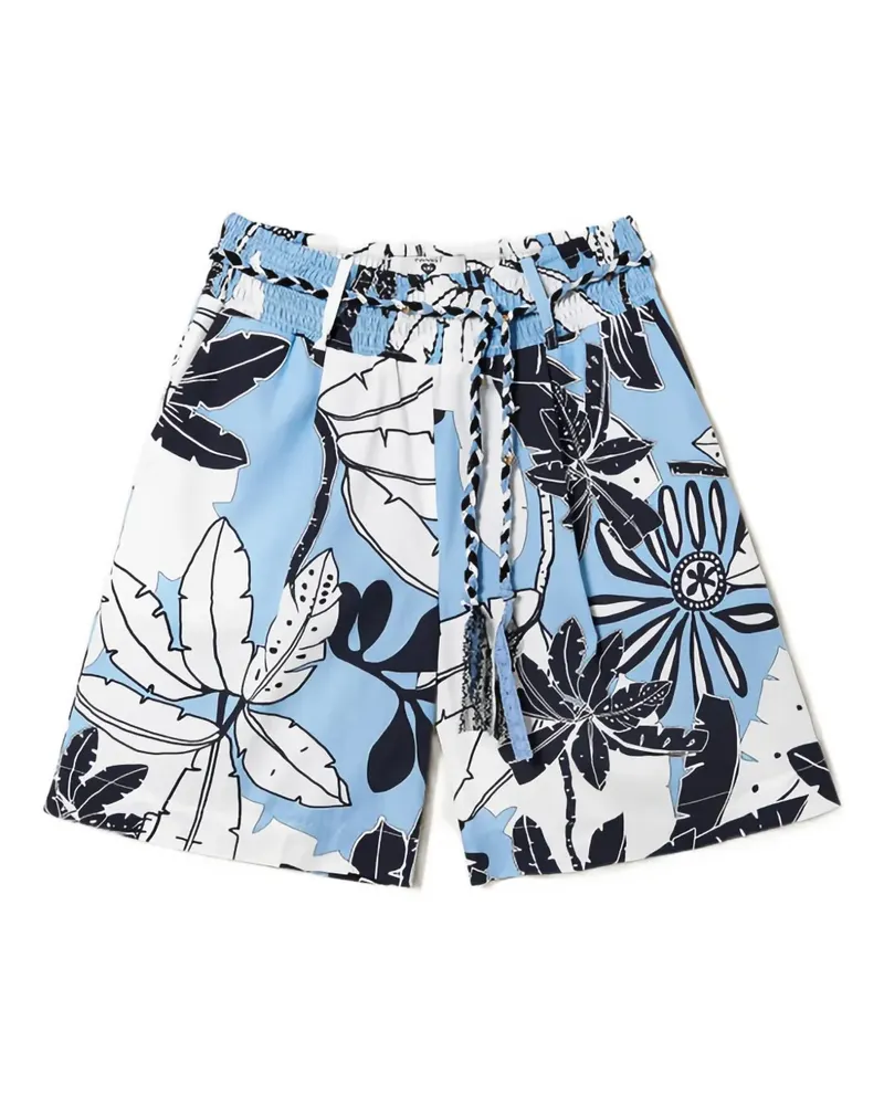 Twin-Set Shorts mit Blumen-Print - Blau Blau