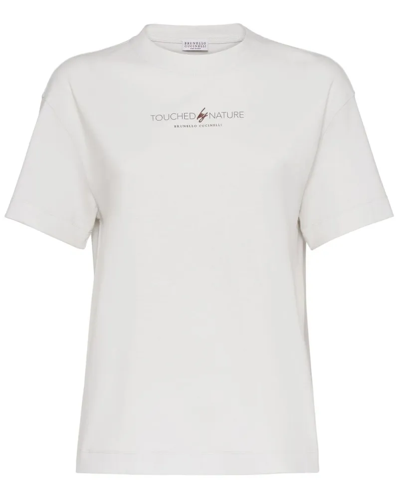Brunello Cucinelli T-Shirt mit Logo-Print - Weiß Weiß