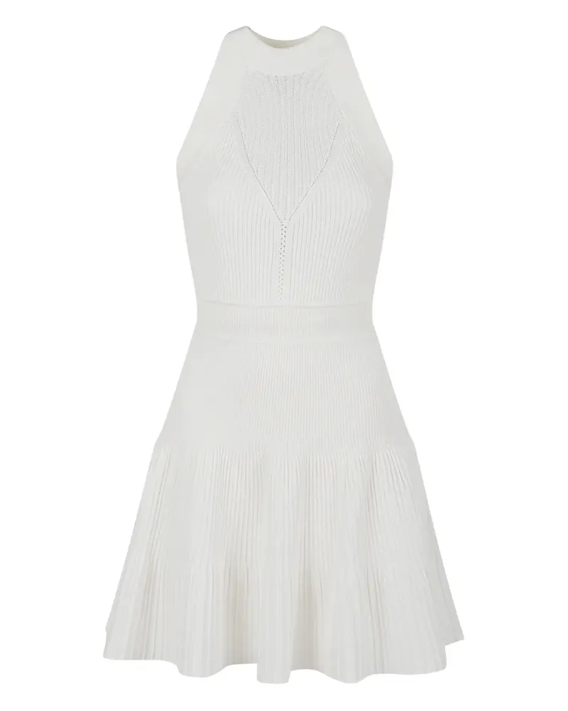 Balmain Geripptes Neckholder-Kleid - Weiß Weiß
