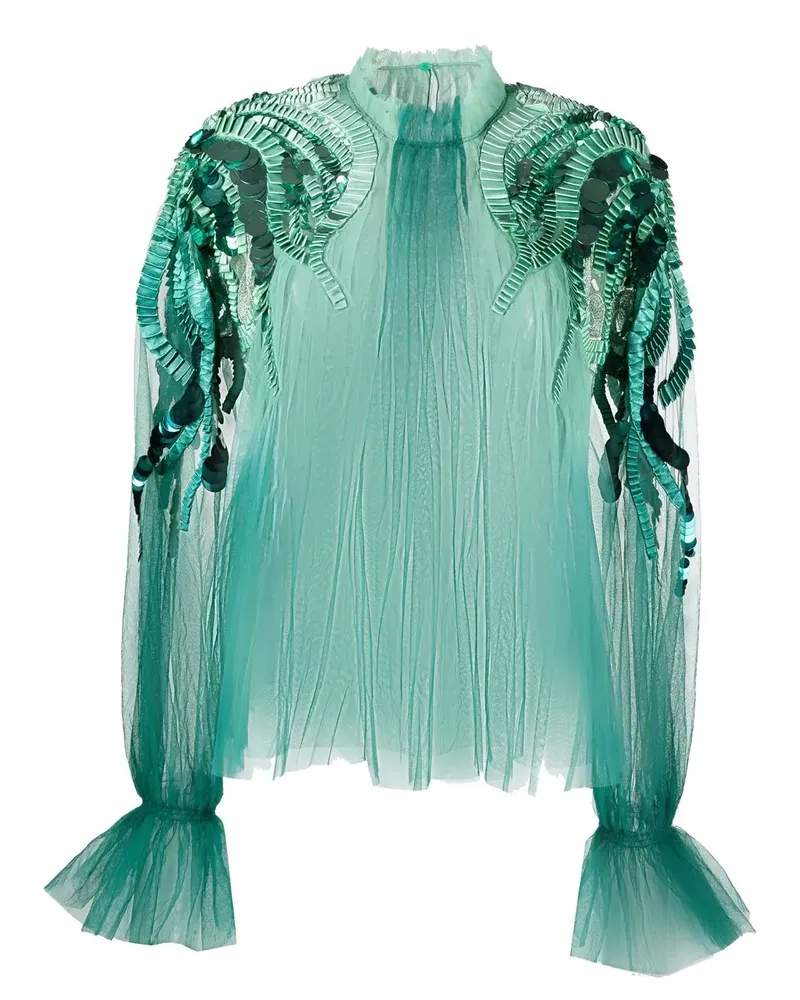 Alberta Ferretti Oberteil mit Pailletten - Grün Grün