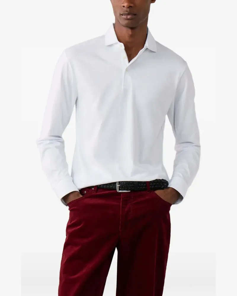 Hackett Langärmeliges Poloshirt - Weiß Weiß