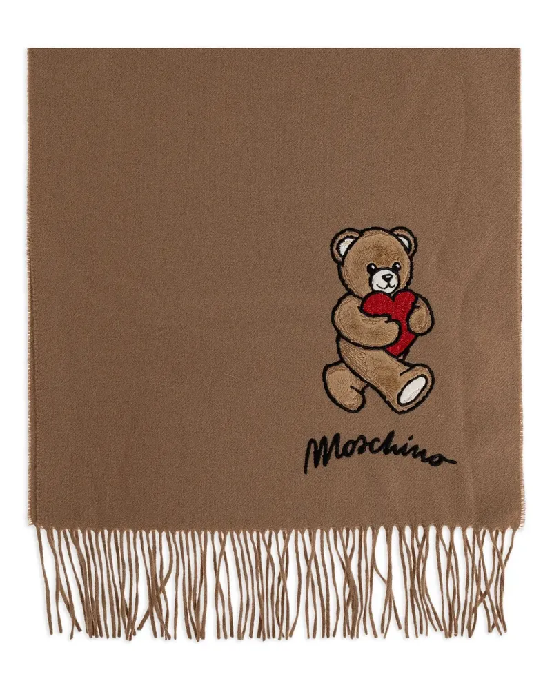 Moschino Schal mit Teddy-Herzstickerei - Nude Nude