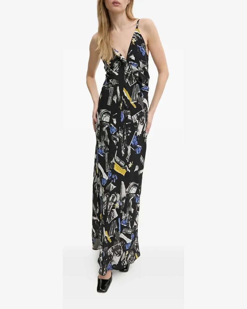 Moschino Maxikleid mit grafischem Print - Schwarz Schwarz