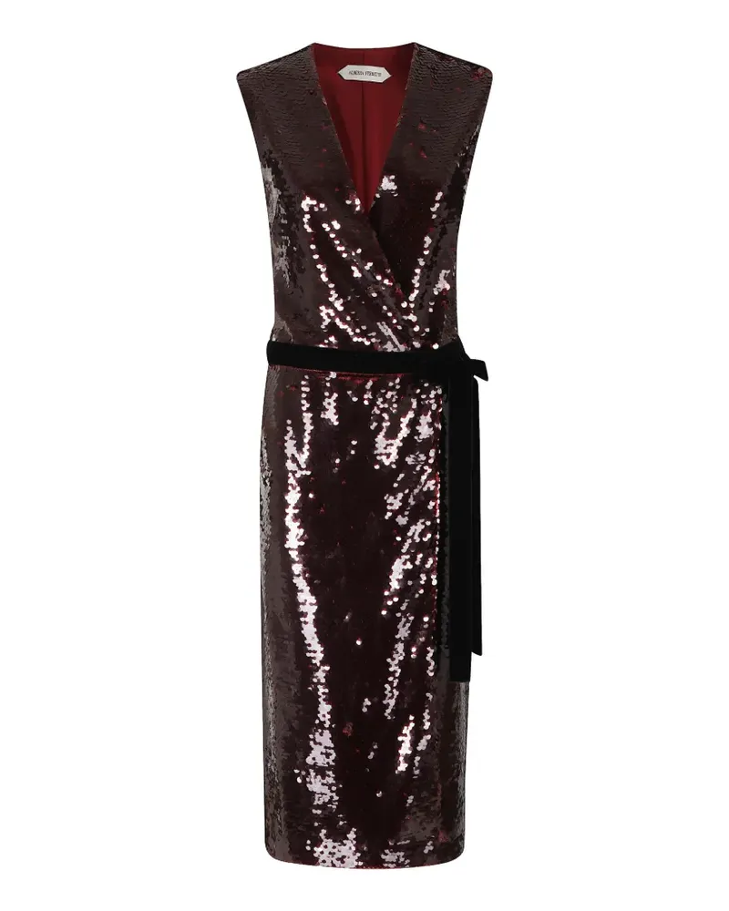 Alberta Ferretti sequin-embellished belted midi dress - Rot Rot
