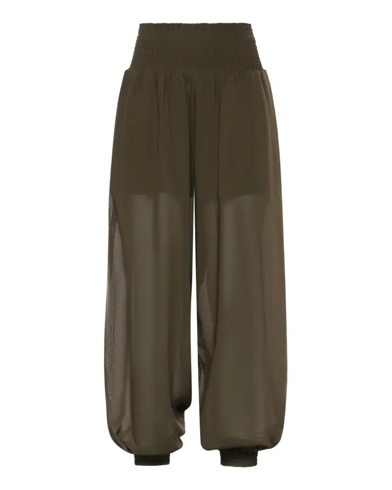 Pinko smocked-waist sheer trousers - Grün Grün