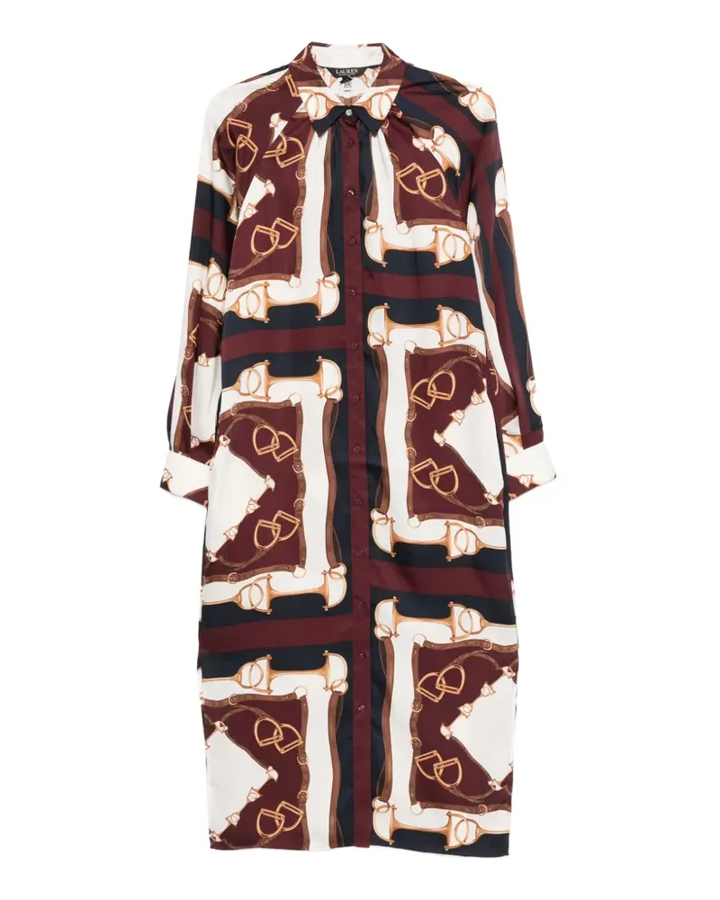 Ralph Lauren Midikleid mit Steg-Print - Braun Braun
