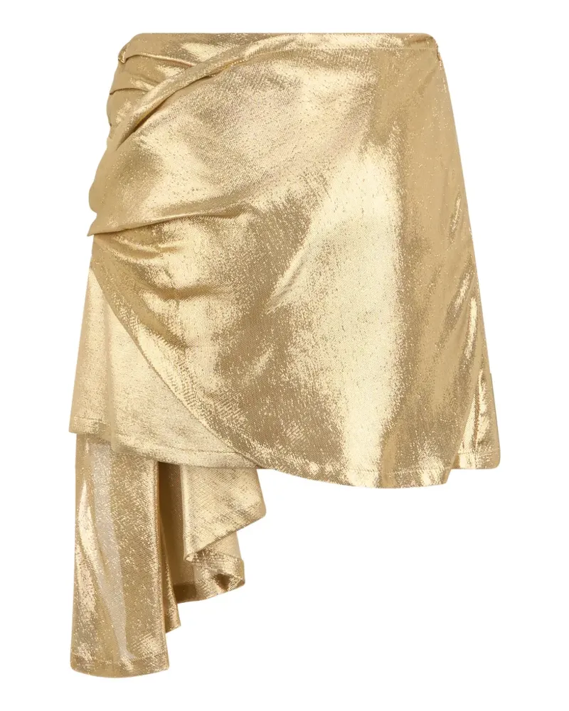 Alberta Ferretti metallic-finish draped mini skirt - Gold Gold