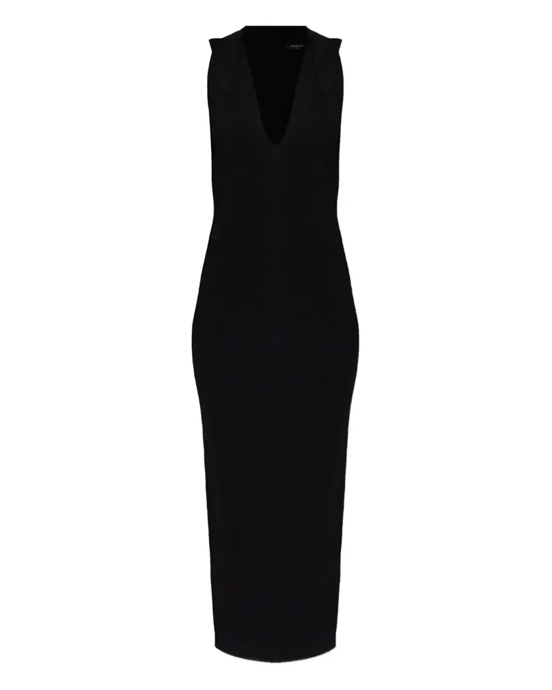 Balmain V-neck zip-up dress - Schwarz Schwarz