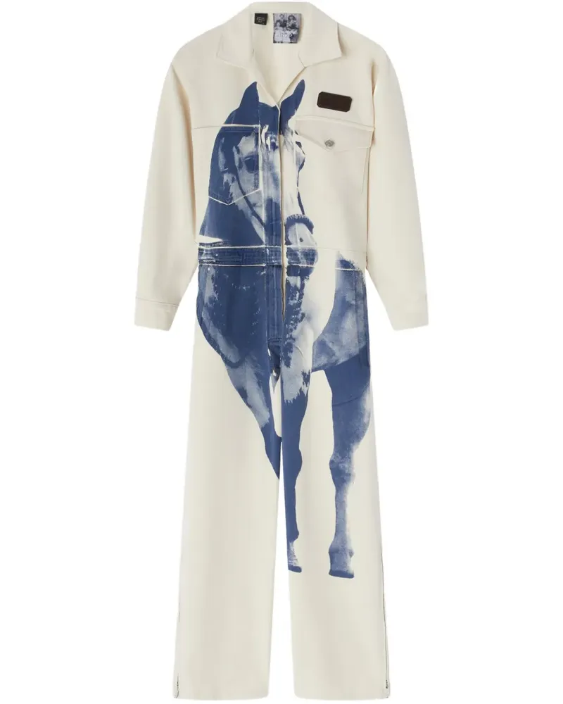 Pinko x Patrick McDowell Jumpsuit mit Pferde-Print - Weiß Weiß