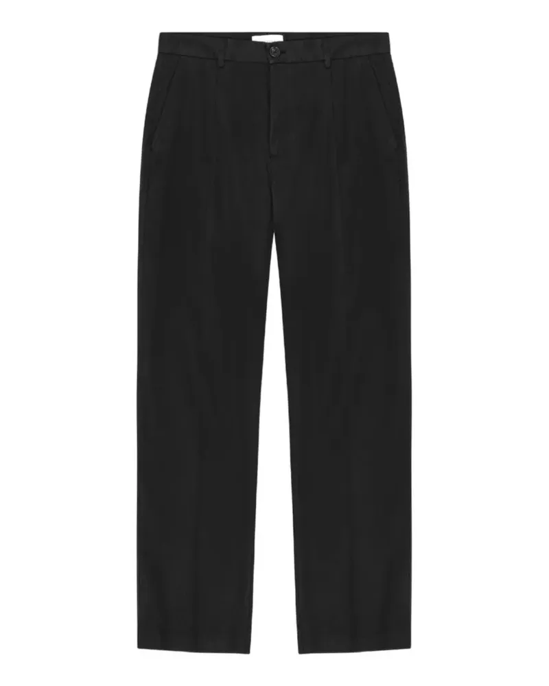 LES DEUX Reece Twill-Hose mit Falten - Schwarz Schwarz