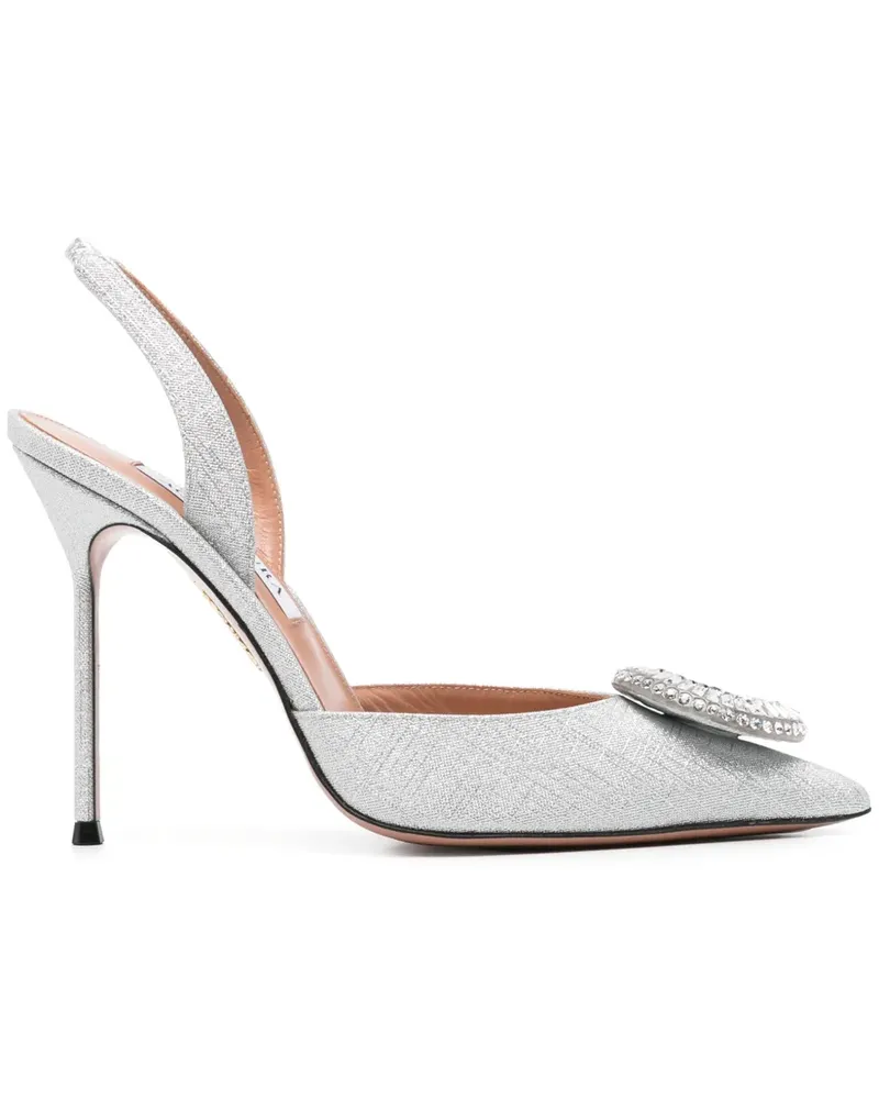 Aquazzura Crystal Hoop Sling Pumps 105mm - Silber Silber