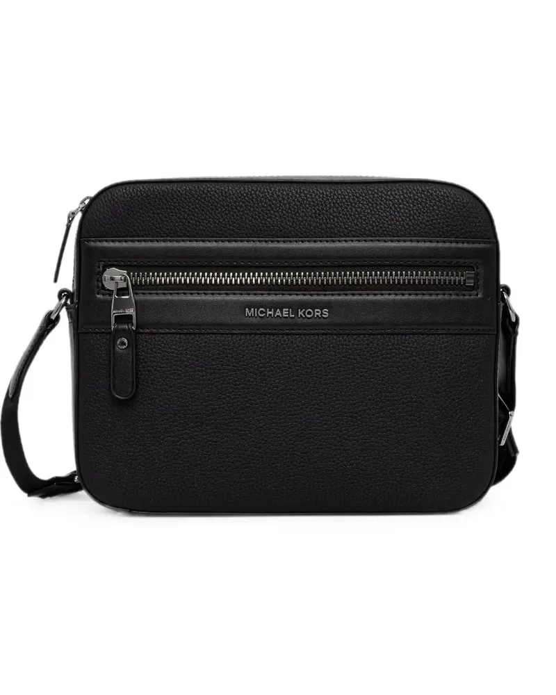 Michael Kors Jet Set logo-plaque pebbled shoulder bag - Schwarz Schwarz