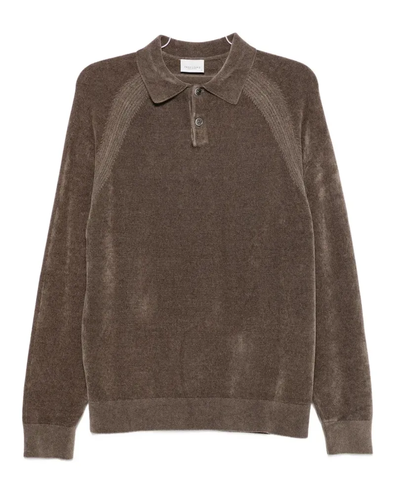Profuomo button-fastening long sleeve polo shirt - Braun Braun