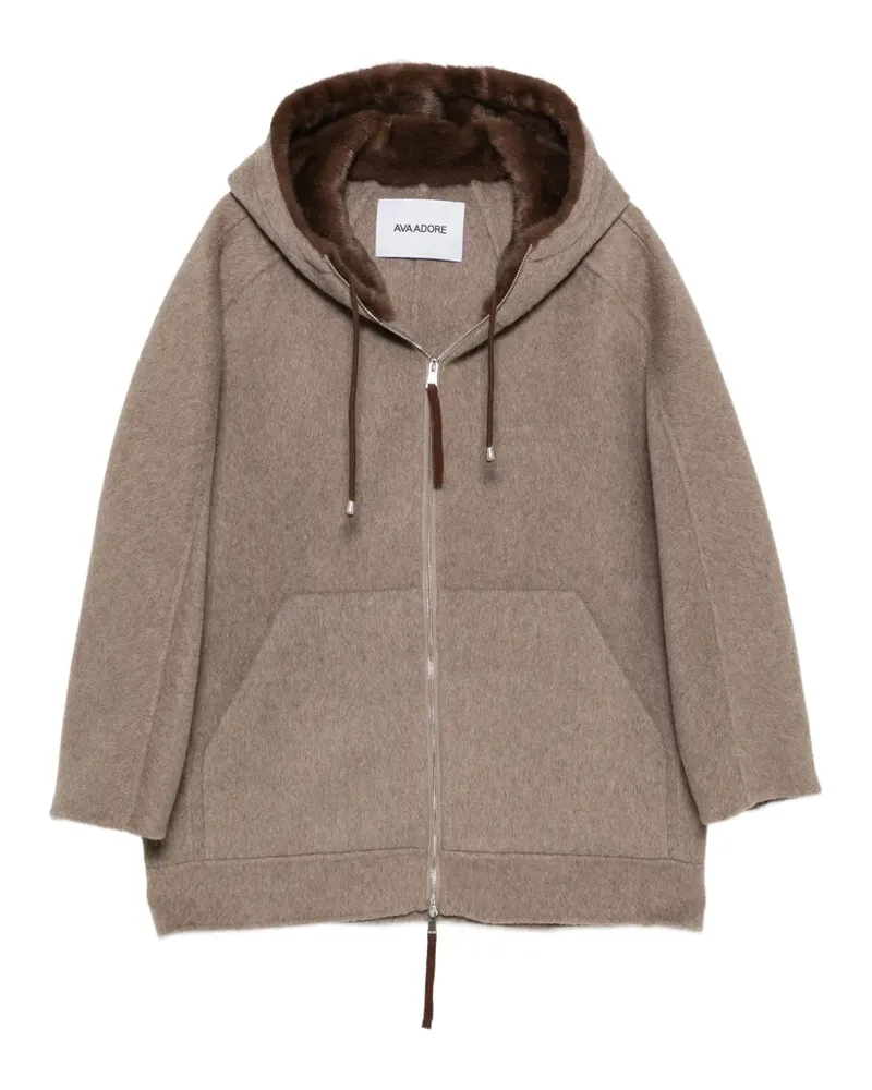 AVA ADORE faux-fur trim hooded jacket - Braun Braun