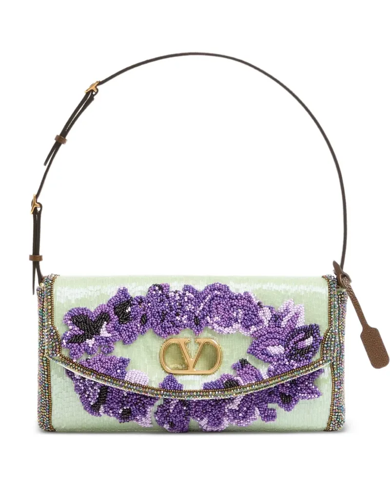 Valentino Garavani Kleine DeVain Schultertasche mit Stickerei - Grün Grün
