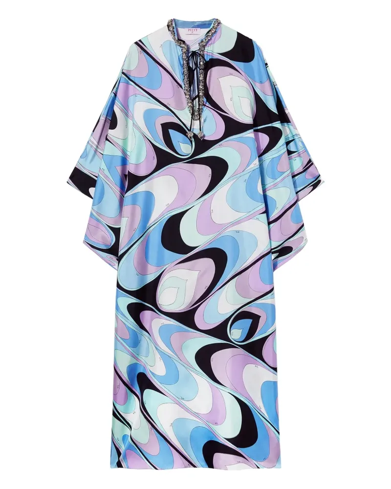Emilio Pucci onde-print silk-twill dress - Blau Blau