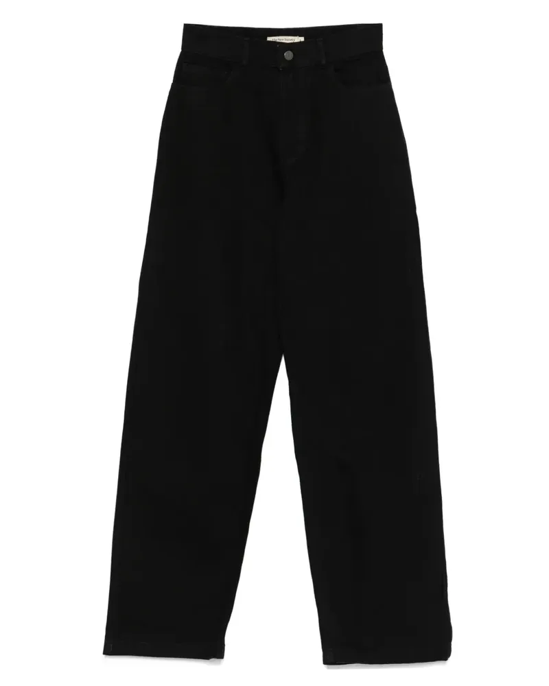 The New Society Gerade Jeans mit hohem Bund - Schwarz Schwarz