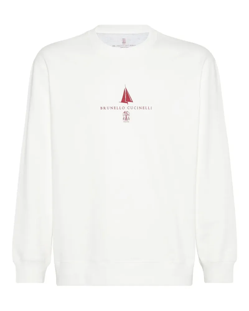 Brunello Cucinelli Sweatshirt mit Logo-Print - Weiß Weiß