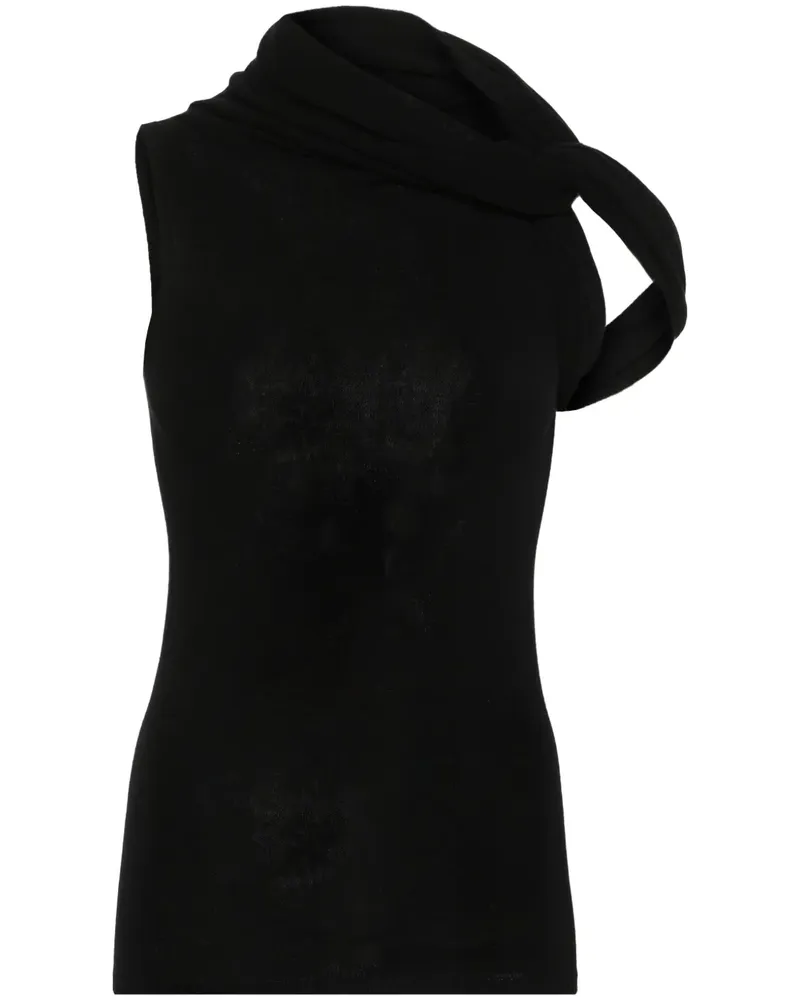 Rick Owens Stricktop mit Stehkragen - Schwarz Schwarz