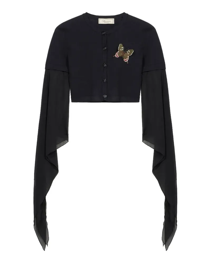 Blumarine Ausgestellter Cardigan mit Schmetterling-Applikation - Schwarz Schwarz
