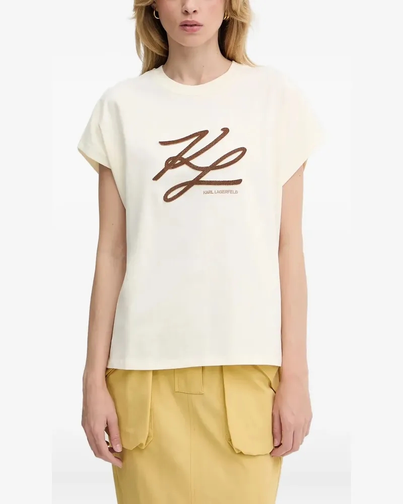 Karl Lagerfeld T-Shirt mit Logo-Stickerei - Weiß Weiß
