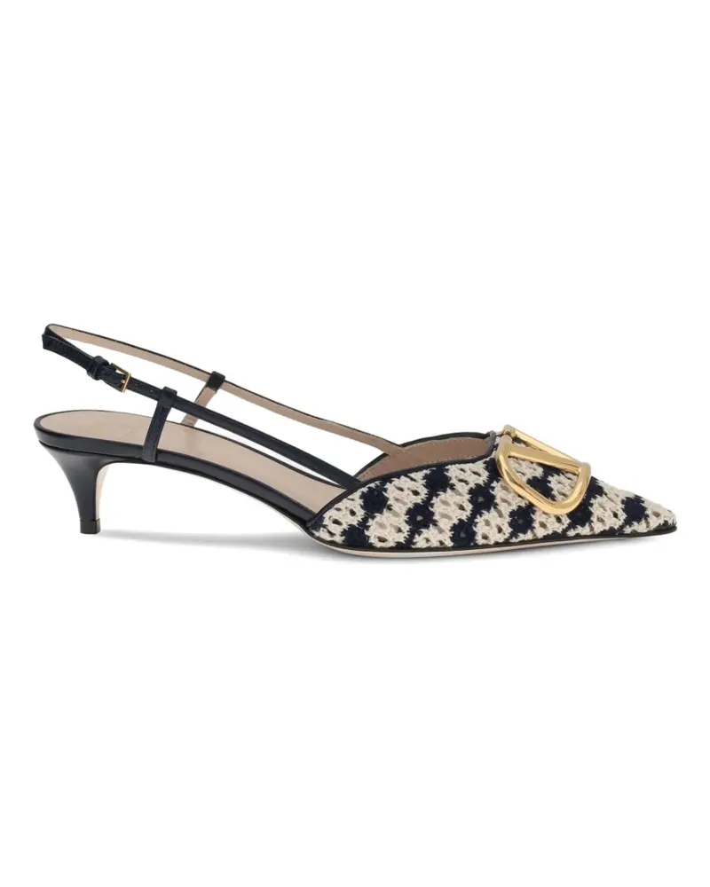 Valentino Garavani VLogo Signature crochet slingback heeled pumps - Weiß Weiß