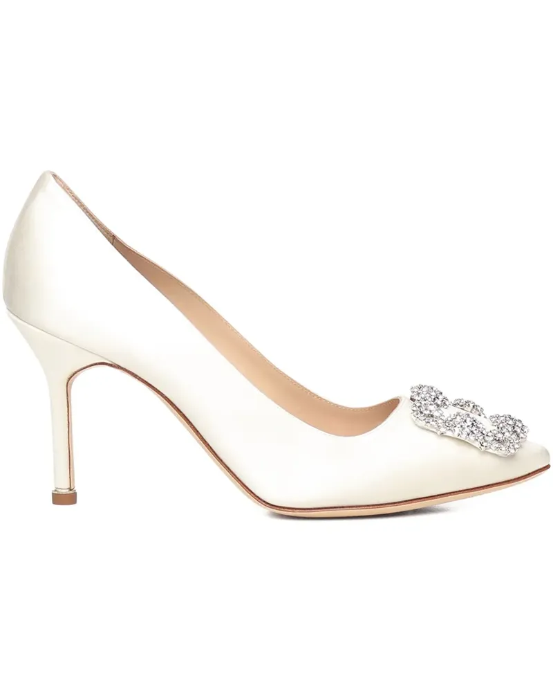 Manolo Blahnik Pumps mit Kristallen - Weiß Weiß