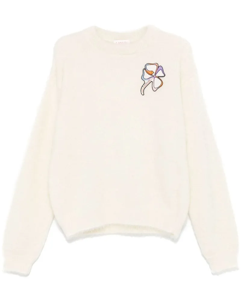 Lanvin Pullover mit Kleeblatt-Patch - Weiß Weiß