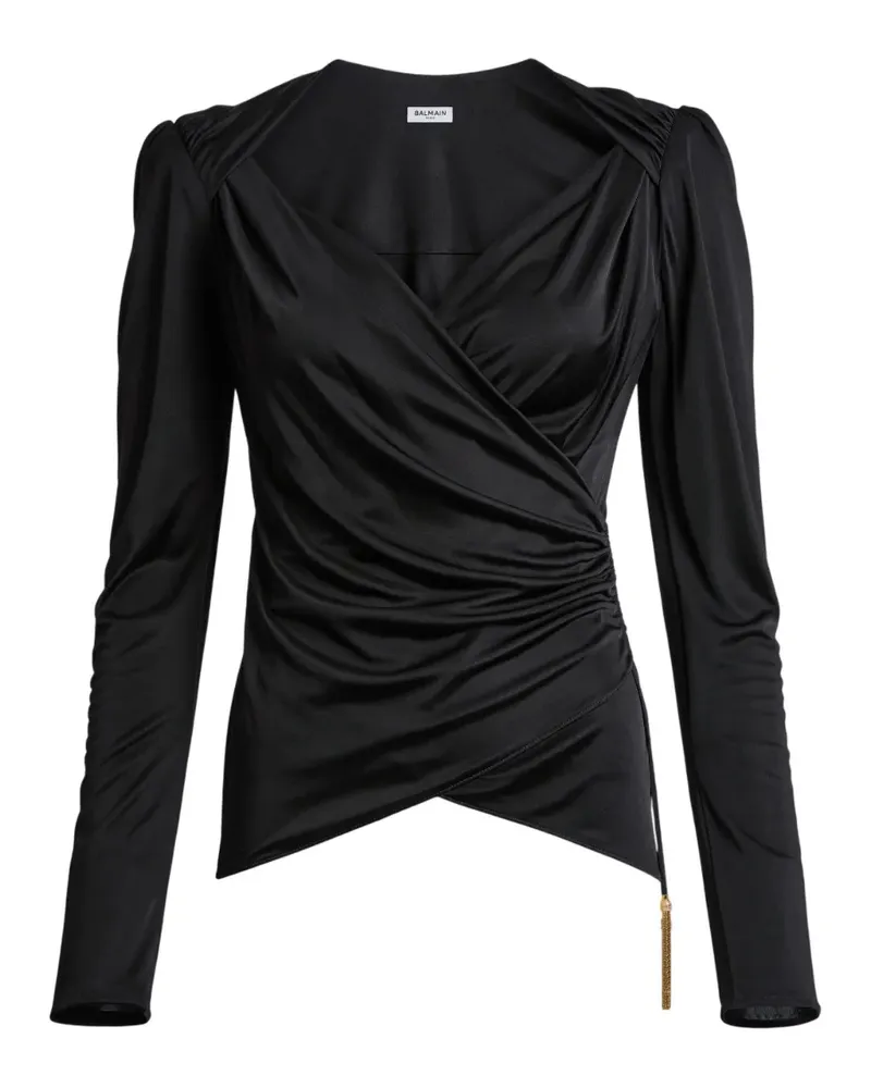 Balmain Drapiertes Oberteil - Schwarz Schwarz