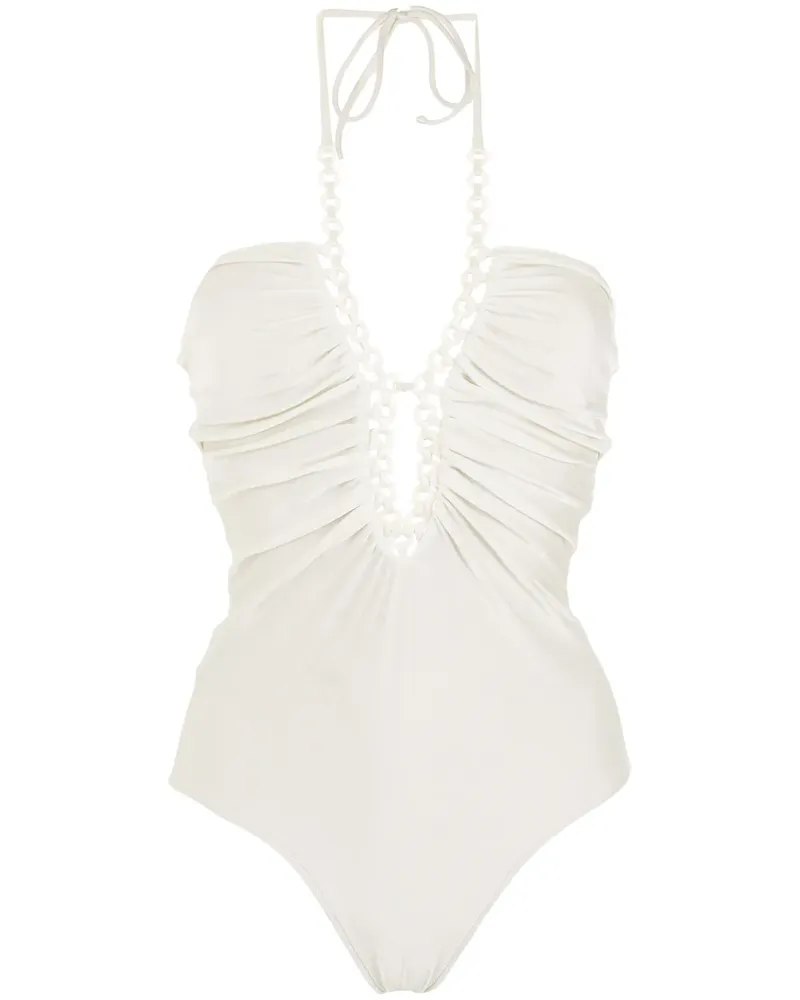 Adriana Degreas Geraffter Badeanzug - Weiß Weiß