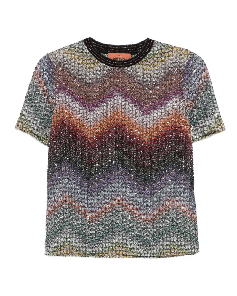 Missoni chevron embellished T-shirt - Orange Orange
