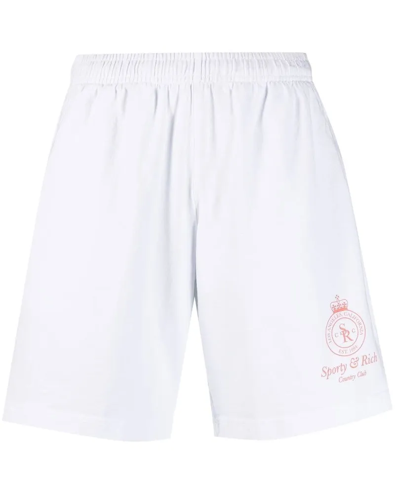 SPORTY & RICH Shorts mit Logo-Print - Weiß Weiß