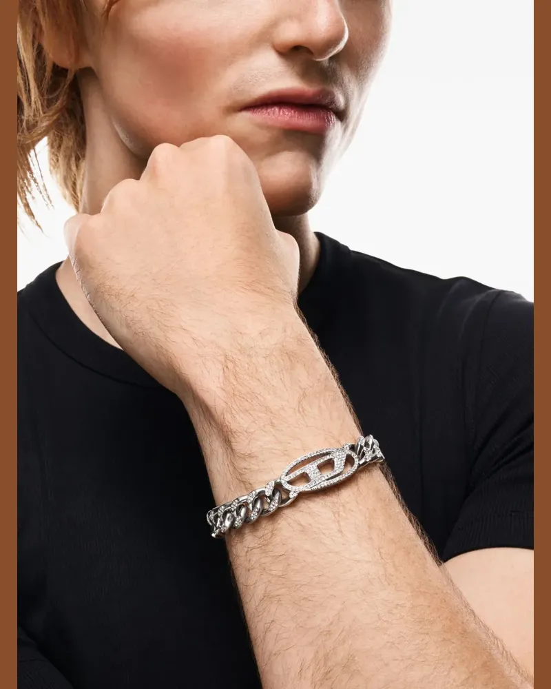 Diesel Oval D crystal-embellished bracelet - Silber Silber