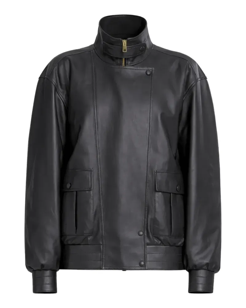 Elie Saab high-neck leather jacket - Schwarz Schwarz