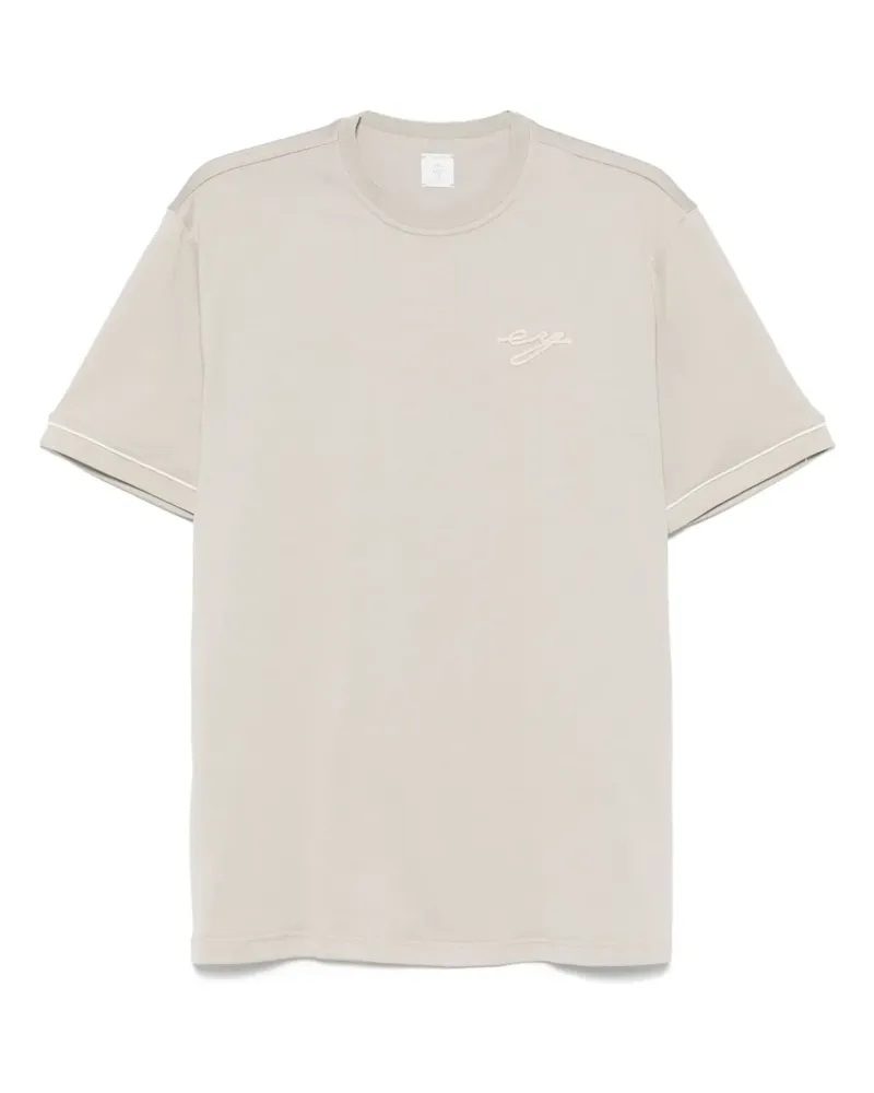 Eleventy T-Shirt mit Logo-Stickerei - Grün Grün