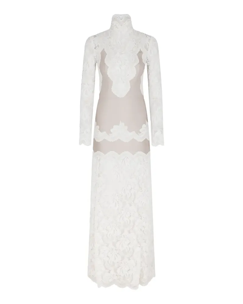 Paco Rabanne lace-panelled long-sleeve maxi dress - Nude Nude